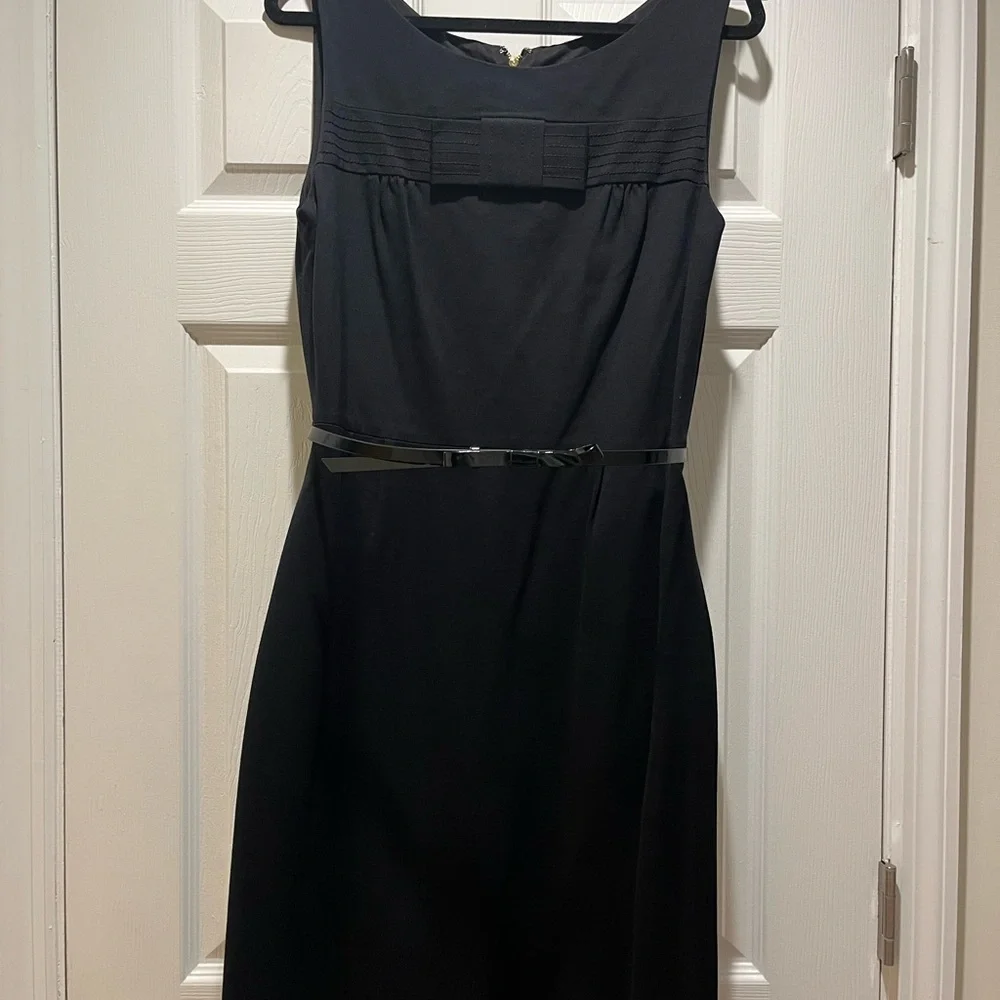 Kate Spade Black Pleated Sheath Midi Dress